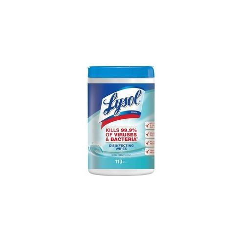 Lysol Disinfecting Wipes - Wipe - Ocean Fresh ScentTub - 110 / Each - White