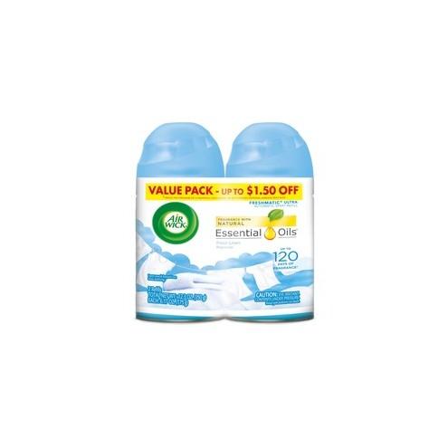 Air Wick Freshmatic Ultra Automatic Spray Refills with Essential Oils - Spray - 6.17 oz - Fresh Linen - 60 Day - 2 / Pack - Long Lasting