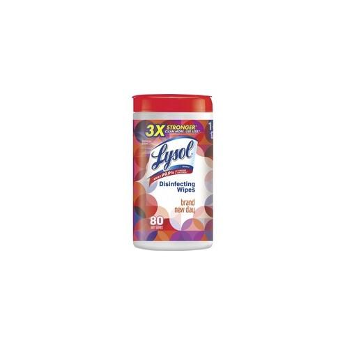 Lysol Designer Tub Disinfecting Wipes - Wipe - Brand New Day Scent - 80 / Canister - 80 / Each - White