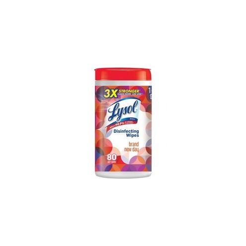 Lysol New Day Disinfect Wipes - Wipe - Brand New Day Scent - 80 / Canister - 480 / Carton - White