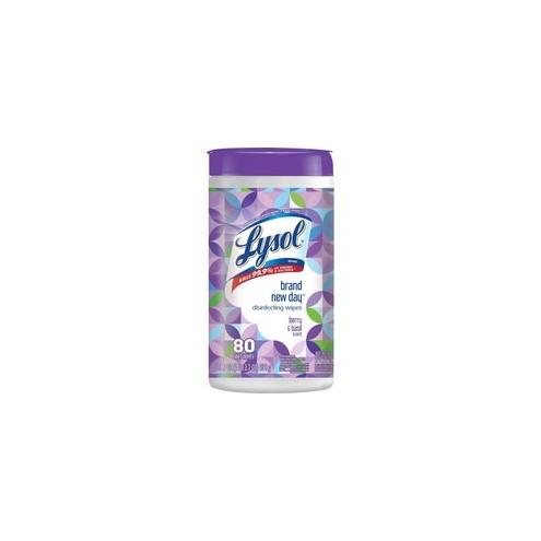 Lysol Fresh Beginnings Disinfecting Wipes - Wipe - Berry & Basil Scent - 80 / Canister - 80 / Each - White