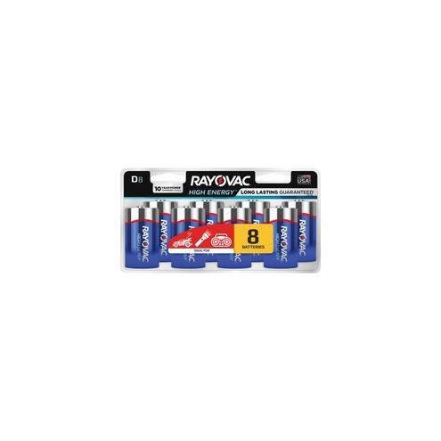 Rayovac Alkaline D Batteries - For Toy, Flashlight, LED Light - D - 1.5 V DC - Alkaline - 8 / Pack