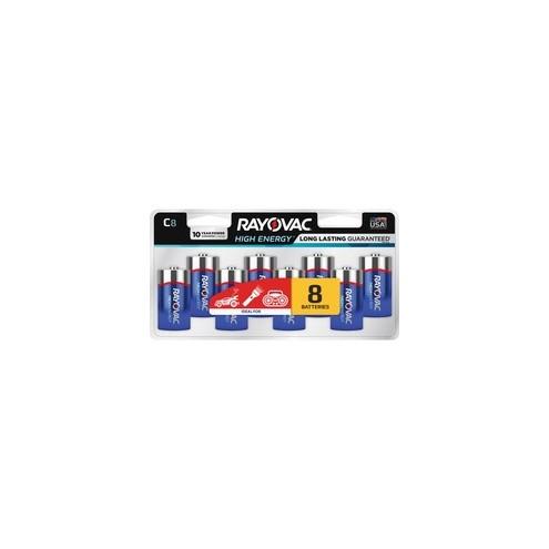 Rayovac Alkaline C Batteries - For Toy, Flashlight, LED Light - C - Alkaline - 8 / Pack