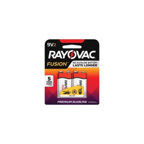 Rayovac Fusion Advanced Alkaline 9V Batteries - For Multipurpose - 9 V DC - Alkaline - 2 / Pack