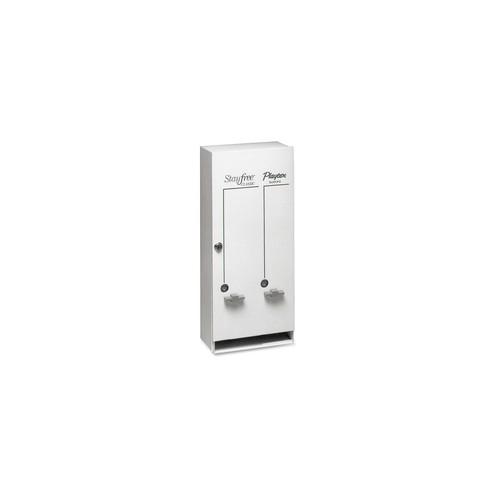 RMC Dual Sanitary Napkin Dispenser - 12 x Sanitary Napkin, 19 x Tampon - Metal - White - Coin Box, Lockable