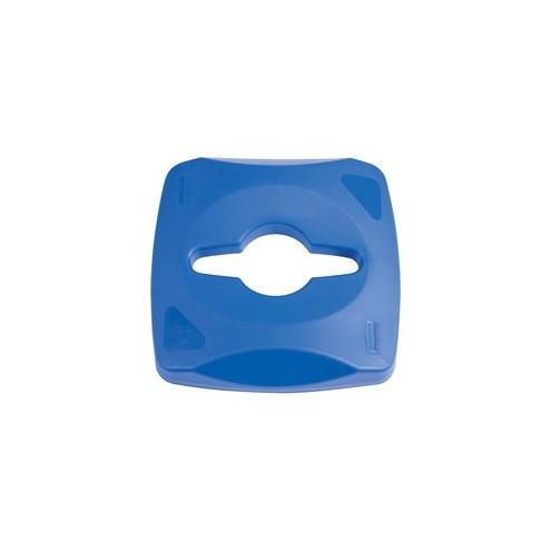 Rubbermaid Commercial Single Stream Square Recycle Lid - Square - Plastic - 4 / Carton - Blue