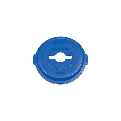 Rubbermaid Commercial Brute 32G Recycle Container Lid - Round - Plastic - 6 / Carton - Blue