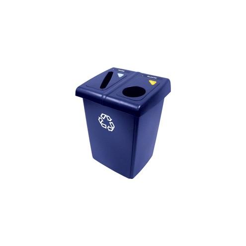 Rubbermaid Commercial Glutton 2 Stream Recycling Station - 46 gal Capacity - Rectangular - 35.4" Height x 23.6" Width x 26.8" Depth - Plastic - Blue