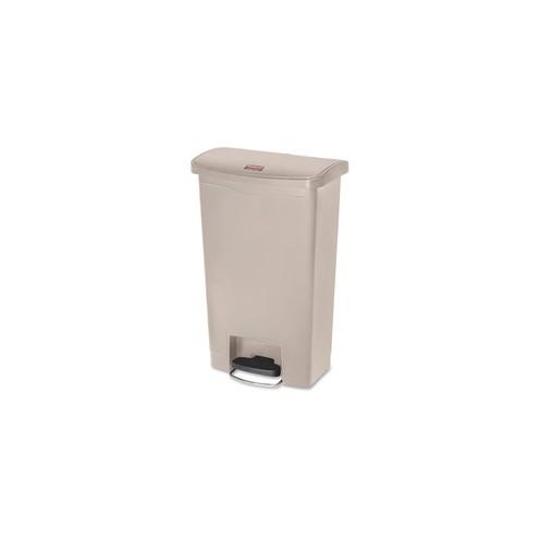 Rubbermaid Commercial Slim Jim 13G Front Step Container - 13 gal Capacity - 28.3" Height x 11.5" Width - Resin, Plastic, Poly - Beige