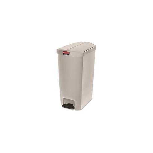 Rubbermaid Commercial Slim Jim 18G End Step Container - 18 gal Capacity - 30.8" Height x 14.7" Width - Resin, Poly, Plastic - Beige