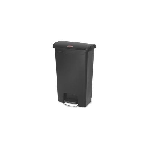 Rubbermaid Commercial Slim Jim Black 13G Front Step Can - 13 gal Capacity - 28.3" Height x 11.5" Width - Resin, Plastic, Poly - Black