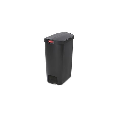 Rubbermaid Commercial Slim Jim Black 13G End Step Can - 13 gal Capacity - 28.4" Height x 13.5" Width - Resin, Poly, Plastic - Black