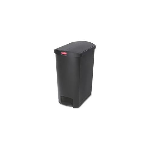 Rubbermaid Commercial Slim Jim Black 24G End Step Can - 24 gal Capacity - 32" Height x 15.9" Width - Resin, Poly, Plastic - Black