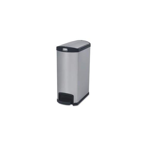 Rubbermaid Commercial Slim Jim Metal 13G End Step Can - 13 gal Capacity - 28.8" Height x 11.6" Width - Stainless Steel, Poly - Black