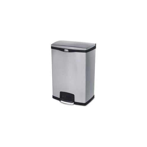 Rubbermaid Commercial Slim Jim Metal 24G End Step Can - 24 gal Capacity - 31.8" Height x 16.2" Width - Poly, Stainless Steel - Black