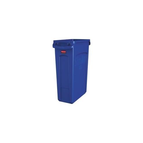 Rubbermaid Commercial Slim Jim Vented Container - 23 gal Capacity - Durable, Vented, Handle, Recyclable - 30" Height x 22" Width x 11" Depth - Blue