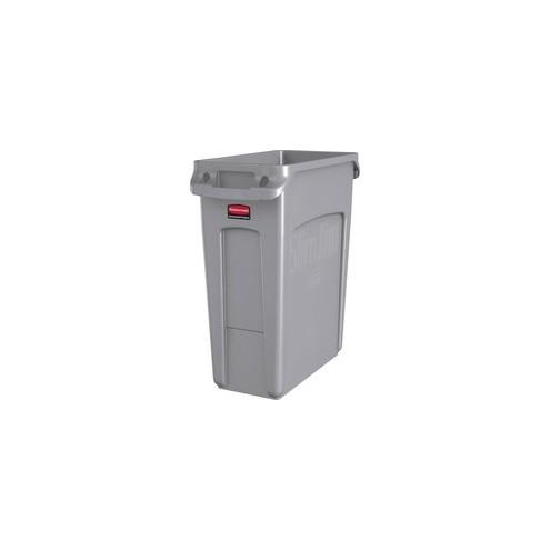 Rubbermaid Commercial Slim Jim Vented Container - 16 gal Capacity - Durable, Vented, Sturdy, Weather Resistant, Handle, Lightweight - Plastic - Gray