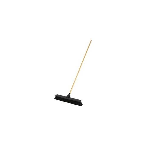 Rubbermaid Commercial Fine Fiber Anti-twist Push Broom - 3" Horsehair Bristle - 62" Handle Length - Lacquered Wood Handle - 1 Each