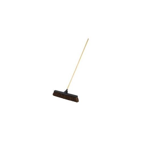 Rubbermaid Commercial Palmyra Anti-twist Push Broom - 4" Palmyra Bristle - 62" Handle Length - Lacquered Wood Handle - 1 Each