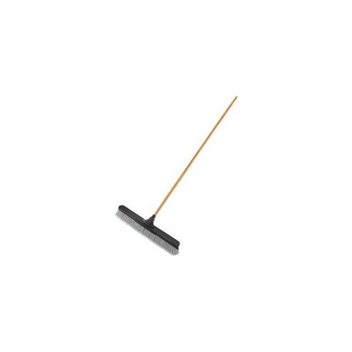 Rubbermaid Commercial Anti-Twist Multisurface Broom - 3" Polyethylene Terephthalate (PET), Polypropylene Fiber Bristle - 0.93" Handle Diameter - Wood Handle - 4 / Carton