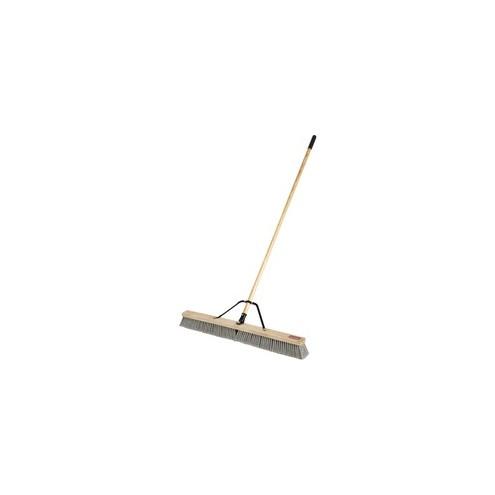 Rubbermaid Commercial Fine Bristle 36" Push Broom - 3" Polyethylene Terephthalate (PET) Bristle - 1.13" Handle Width - 3" Overall Length - Lacquered Wood Handle - 1 Each