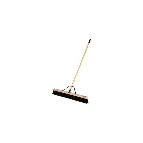 Rubbermaid Commercial Heavy-Duty 36" Push Broom - 4" Polypropylene Bristle - 1.12" Handle Diameter - 3" Overall Length - Lacquered Wood Handle - 4 / Carton