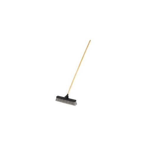 Rubbermaid Commercial Fine PET Anti-Twist Push Broom - 3" Polyethylene Terephthalate (PET), Resin Bristle - 0.94" Handle Diameter - 62" Overall Length - Lacquered Wood Handle - 1 Each