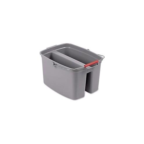 Rubbermaid Commercial 19-qt Double Pail - 19 quart - Handle - 17.8" - Plastic - Gray - 6 / Carton