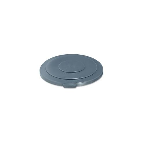 Rubbermaid Commercial Brute 55-Gallon Container Lid - Round - Plastic, High-density Polyethylene (HDPE) - 1 Each - Gray