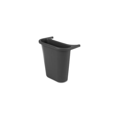 Rubbermaid Commercial Saddlebasket Recycling Side Bin - Rectangular - 11.5" Height x 7.3" Width x 10.6" Depth - Black