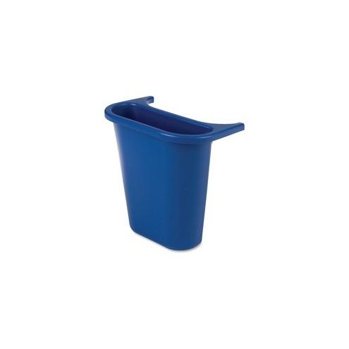 Rubbermaid Commercial Saddlebasket Recycling Side Bin - 1.19 gal Capacity - Rectangular - 11.5" Height x 7.3" Width x 10.6" Depth - Plastic - Blue