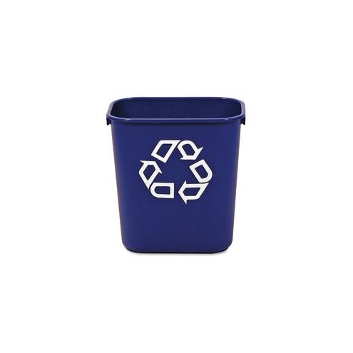 Rubbermaid Commercial Deskside Recycling Container - 3.25 gal Capacity - Rectangular - Compact - 12.1" Height x 8.2" Width x 11.4" Depth - Resin - Blue