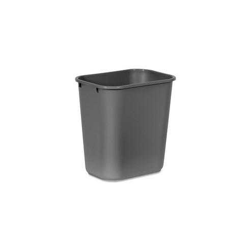 Rubbermaid Commercial Standard Series Wastebaskets - 7.03 gal Capacity - Rectangular - 15" Height x 10.3" Width x 14.4" Depth - Polyethylene - Gray