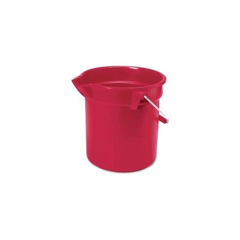 Rubbermaid Commercial Brute 10-quart Utility Bucket - 10 quart - Heavy Duty, Rust Resistant, Bend Resistant, Handle - 10.2" - Steel, High-density Polyethylene (HDPE) - Red, Nickel, Chrome - 1 Each