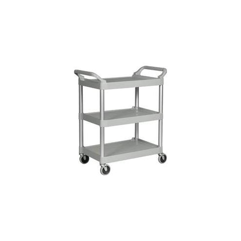 Rubbermaid Commercial 3-Shelf Utility Service Cart - 3 Shelf - 200 lb Capacity - 4" Caster Size - Plastic - x 33.6" Width x 18.6" Depth x 37.8" Height - Platinum - 1 Each