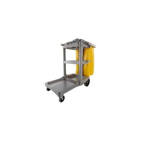 Rubbermaid Commercial Janitorial Cleaning Cart - 3 Shelf - 4" Caster Size - x 21.8" Width x 38.4" Depth x 46" Height - Gray - 1 Each