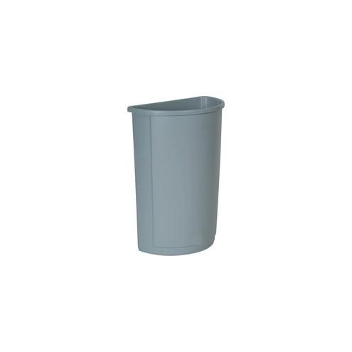 Rubbermaid Commercial Half Round Wastebaskets - 21 gal Capacity - Semicircular - 28.6" Height x 12" Width x 21" Depth - Gray