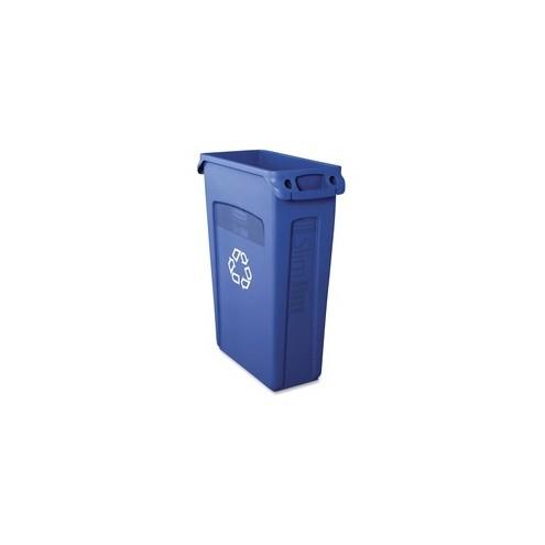 Rubbermaid Commercial Venting Slim Jim Container - 23 gal Capacity - Rectangular - 30" Height x 11" Width x 22" Depth - Plastic - Blue