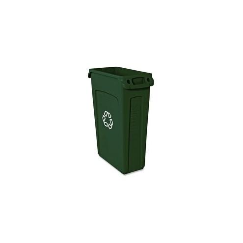 Rubbermaid Commercial Slim Jim Vent Recycle Container - 23 gal Capacity - Weather Resistant, Handle, Durable, Lightweight, Long Lasting, Sturdy - Plastic - Green