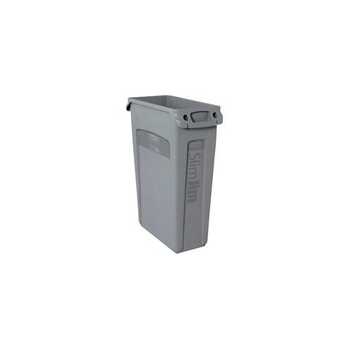 Rubbermaid Commercial Venting Slim Jim Waste Container - 23 gal Capacity - Rectangular - 30" Height x 11" Width x 22" Depth - Gray