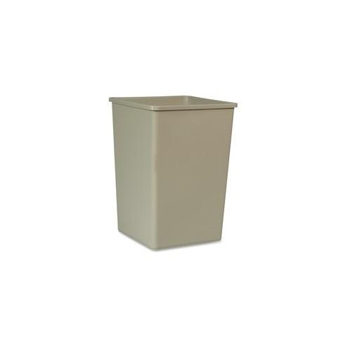 Rubbermaid Commercial 35-gal Untouchable Sqre Container - 35 gal Capacity - Square - Durable, Crack Resistant - Plastic - Beige