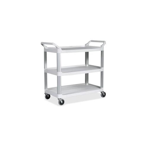 Rubbermaid Commercial Open Sided Utility Cart - 3 Shelf - 300 lb Capacity - 4" Caster Size - x 36" Width x 15.1" Depth x 20.8" Height - Aluminum Frame - White - 1 Carton