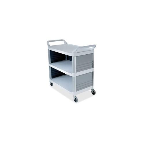Rubbermaid Commercial Enclosed End Panels Utility Cart - 3 Shelf - 300 lb Capacity - 4" Caster Size - Metal - x 20" Width x 15" Depth x 35" Height - White - 1 Carton