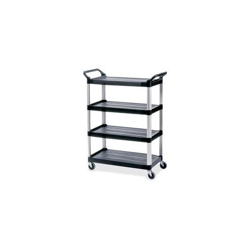 Rubbermaid Commercial 4 Shelf Service Cart - 4 Shelf - 300 lb Capacity - 4" Caster Size - x 40.8" Width x 20" Depth x 51" Height - Black - 1 Each