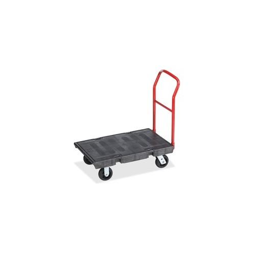 Rubbermaid Commercial 500 lb Capacity HD Platform Truck - Push Handle Handle - 500 lb Capacity - 4 Casters - 6" Caster Size - Resin, Metal, Steel - Black - 1 Carton