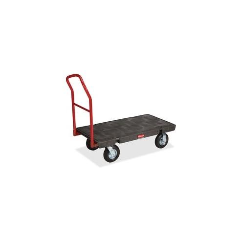 Rubbermaid Commercial 1000lb Med Cap. HD Platform Truck - Push Handle Handle - 1000 lb Capacity - 4 Casters - 8" Caster Size - Resin, Metal - Black - 1 Carton