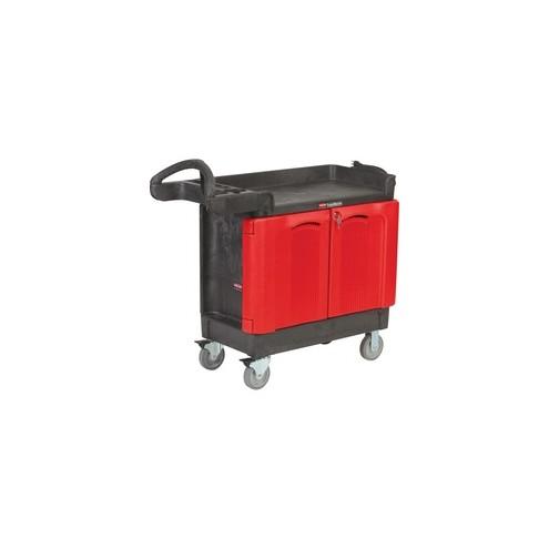 Rubbermaid Commercial TradeMaster 2-door Cabinet Cart - 500 lb Capacity - 5" Caster Size - Structural Foam - x 18.3" Width x 41.6" Depth x 38.4" Height - Metal Frame - Black, Red - 1 Each