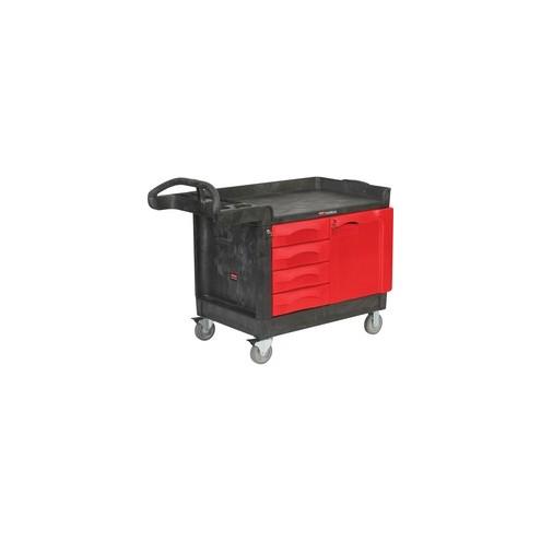 Rubbermaid Commercial TradeMaster Work Utility Cart - 750 lb Capacity - 5" Caster Size - Structural Foam - x 27.9" Width x 50.8" Depth x 29" Height - Black, Red - 1 Each