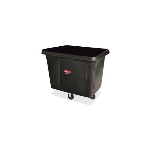 Rubbermaid Commercial 300-lb Capacity Cube Truck - 44.91 gal Capacity - Cube - Durable - 28.1" Height x 26" Width - Metal, High-density Polyethylene (HDPE) - Black