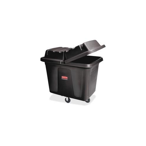 Rubbermaid Commercial Cube Truck, 14 Cubic Foot, Black - 104.73 gal Capacity - Durable, Easy to Clean, Smooth, Wheels, Handle - 44" Height x 31" Width x 32.5" Depth - Metal, Plastic - Black